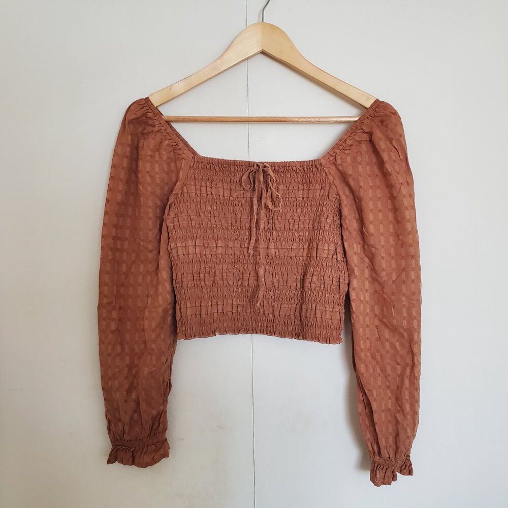 American Eagle Smocked Puff Sleeve Top